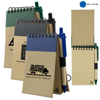 Recycled Jotter Notepad Notebook with Matching Color Recycled Paper Pen